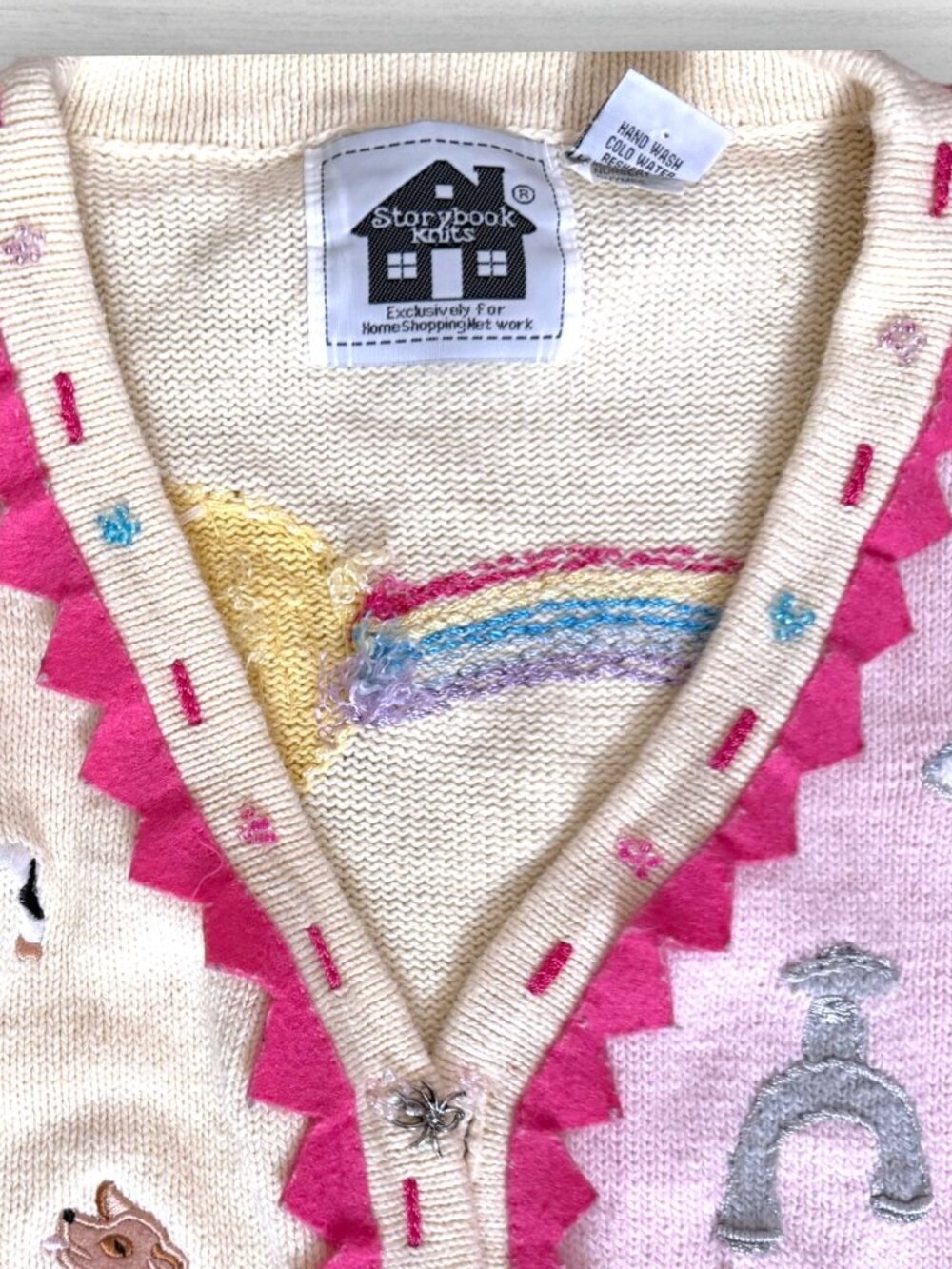 Vintage Storybook Knits 1X Nursery Rhyme Cardigan Sweater Cottagecore Whimsical - Picture 5 of 11